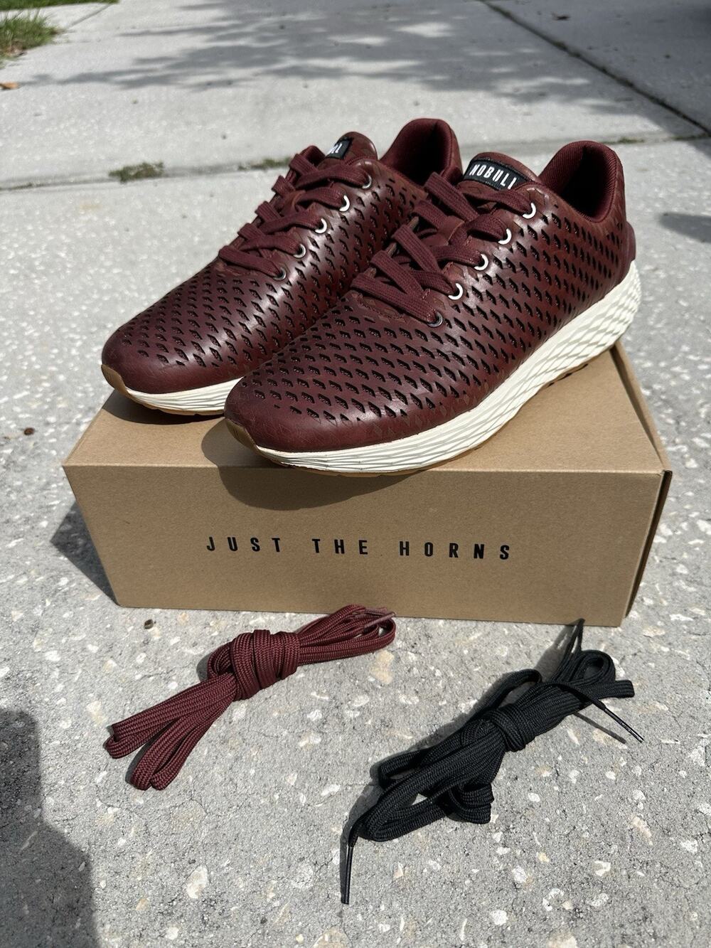 NOBULL Leather Runner Women's Size 13.5 Men 12 Burgundy Laser Training Sneakers